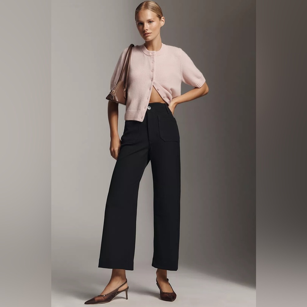 NWT! Anthro Maeve Colette High-Rise Wide-Leg Cropped Pants - Size 34 🎆